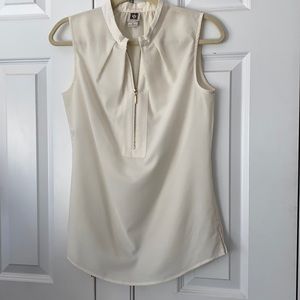 Ann Klein Sleeveless Cream Blouse